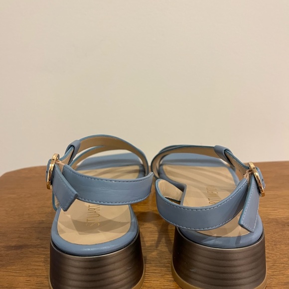 Stuart Weitzman good condition. Size 6 slate blue square toed sandal, 1.25 inch - Picture 4 of 4